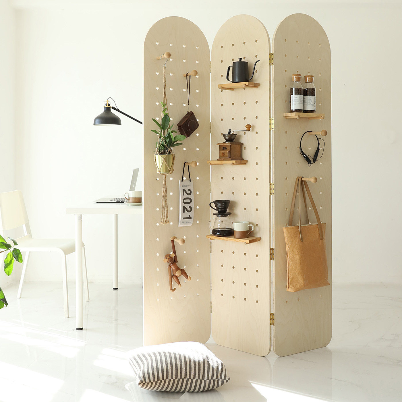 屏风隔断洞洞板木客厅玄关北欧可折叠移动装饰折屏