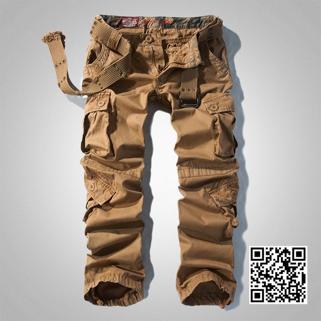 Khaki loose straight casual pants multi-pocket overalls men's trousers outdoor sports large size tide army pants cargo Khaki loose straight casual pants multi-pocket overalls men's trousers outdoor sports large size tide army pants cargo