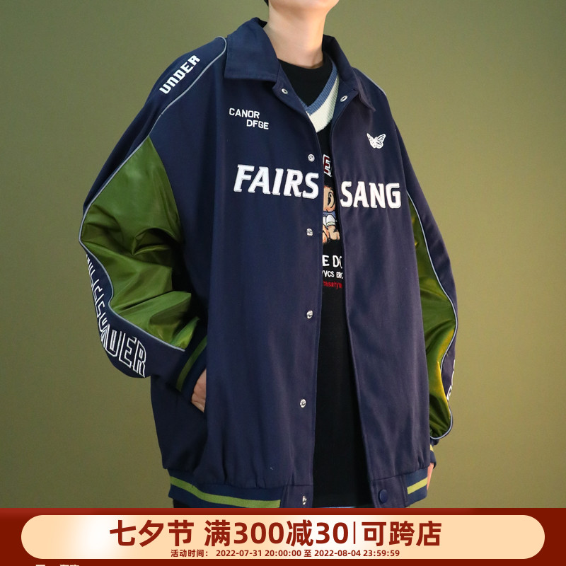 机能日系工装风原宿刺绣蝴蝶男女BF反光条复古潮飞行员棒球夹克秋