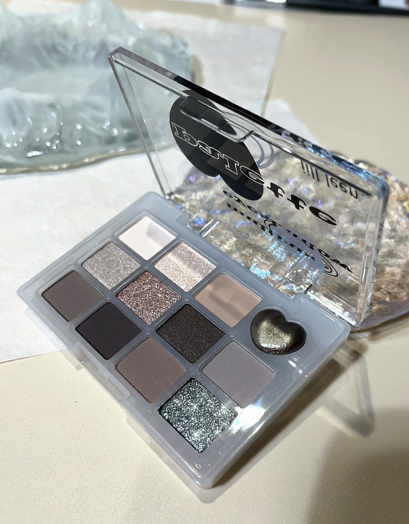 jillleen眼影12色烟熏水泥碎钻闪低饱和度大地眼影