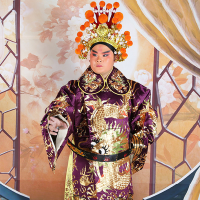 京剧全金手绣真丝大龙蟒戏曲蟒袍龙袍花脸丞相苏绣老生全金大龙蟒