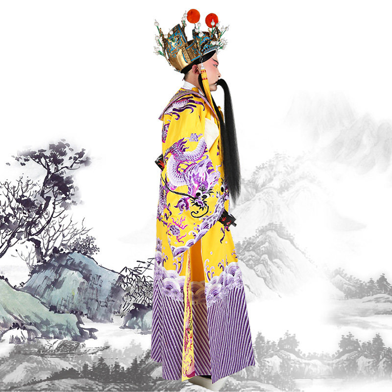 古装男蟒京剧戏曲皇帝服装龙袍黄蟒大龙王爷民族服装