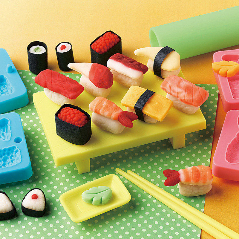 gincho日本银鸟小麦彩泥寿司4色儿童粘土模具粘土