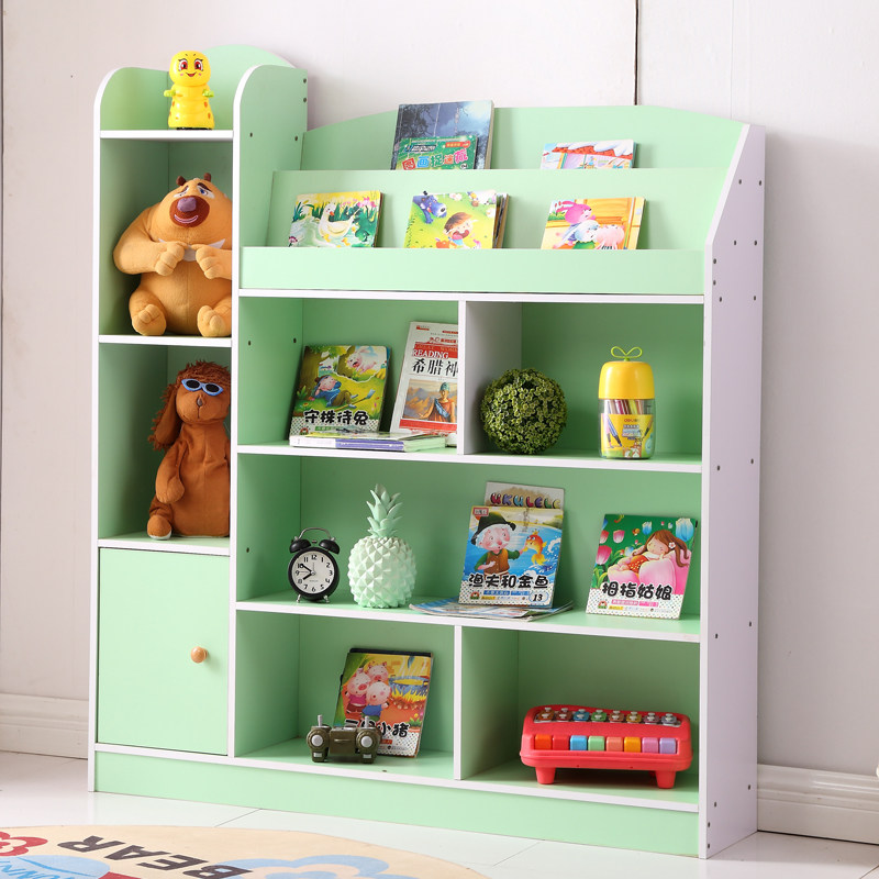 创意儿童书架儿童书柜书架置物架简易组合储物柜带门小学生整理架