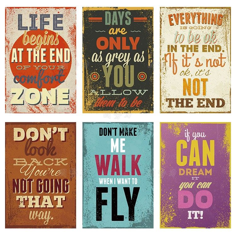 复古英文励志格言海报贴纸名人名言心态激励英语软装墙贴