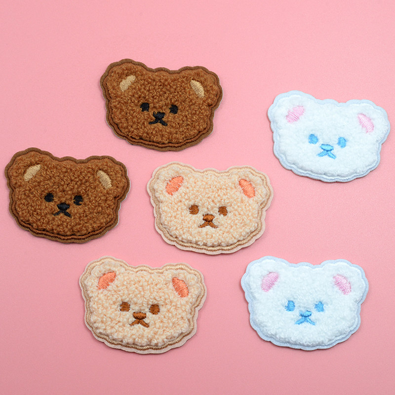 可爱小熊自粘布贴刺绣衣服手机包包装饰修补布贴