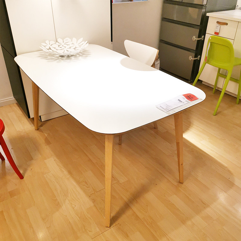 国内宜家代购诺米米拉桌子白色桦木贴面餐桌实木餐桌