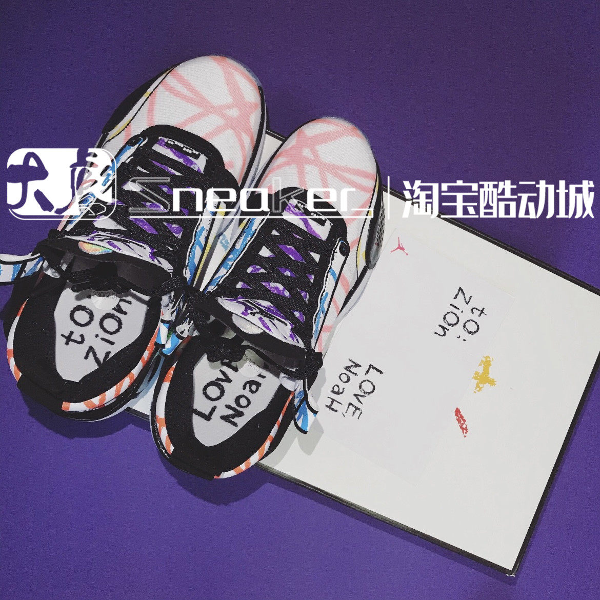 airjordanaj34锡安联名pe蜡笔涂鸦大童缓震篮篮球鞋