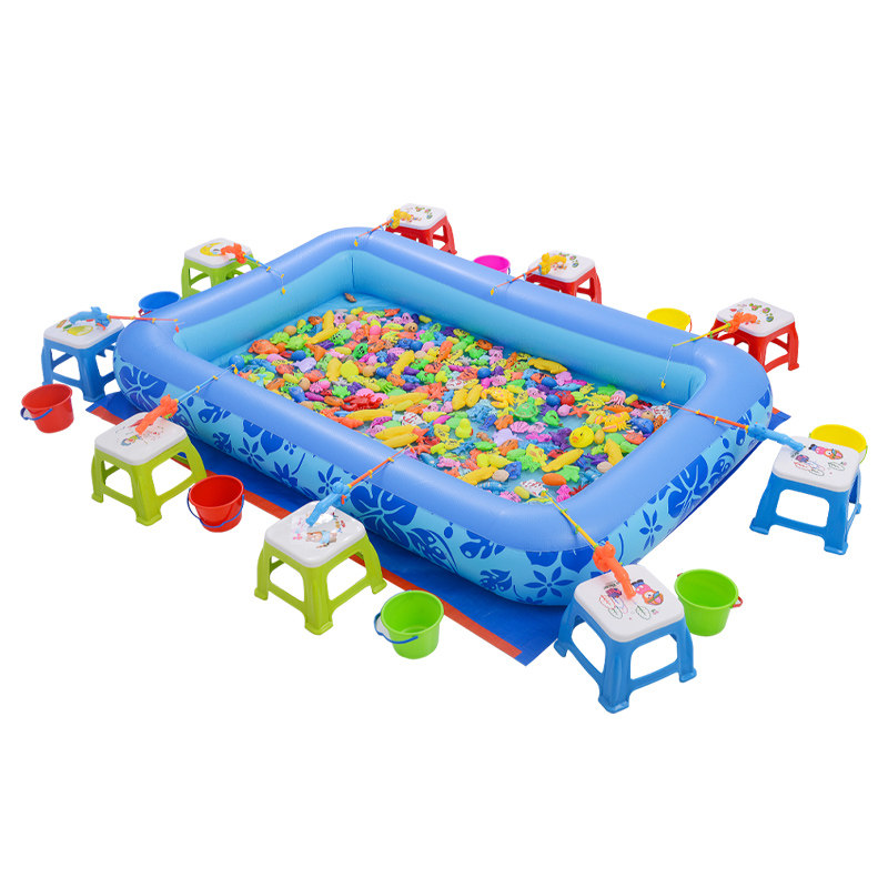 儿童钓鱼玩具池套装广场摆摊充气加厚生意小孩宝宝磁性鱼大号幼儿