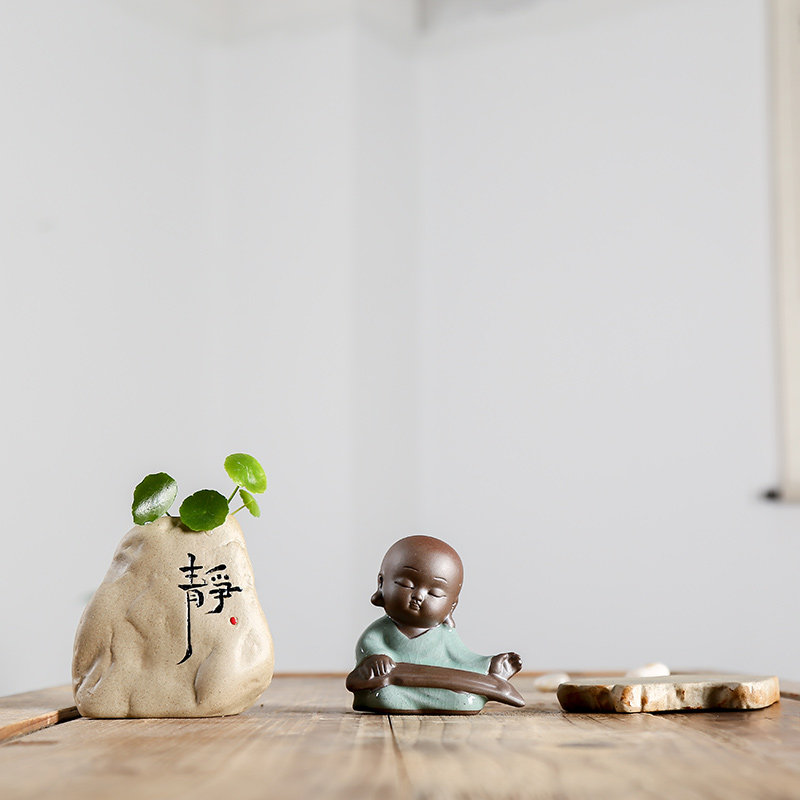 摆件小和尚禅意小沙弥茶精品可养迷你小花器水茶宠摆件