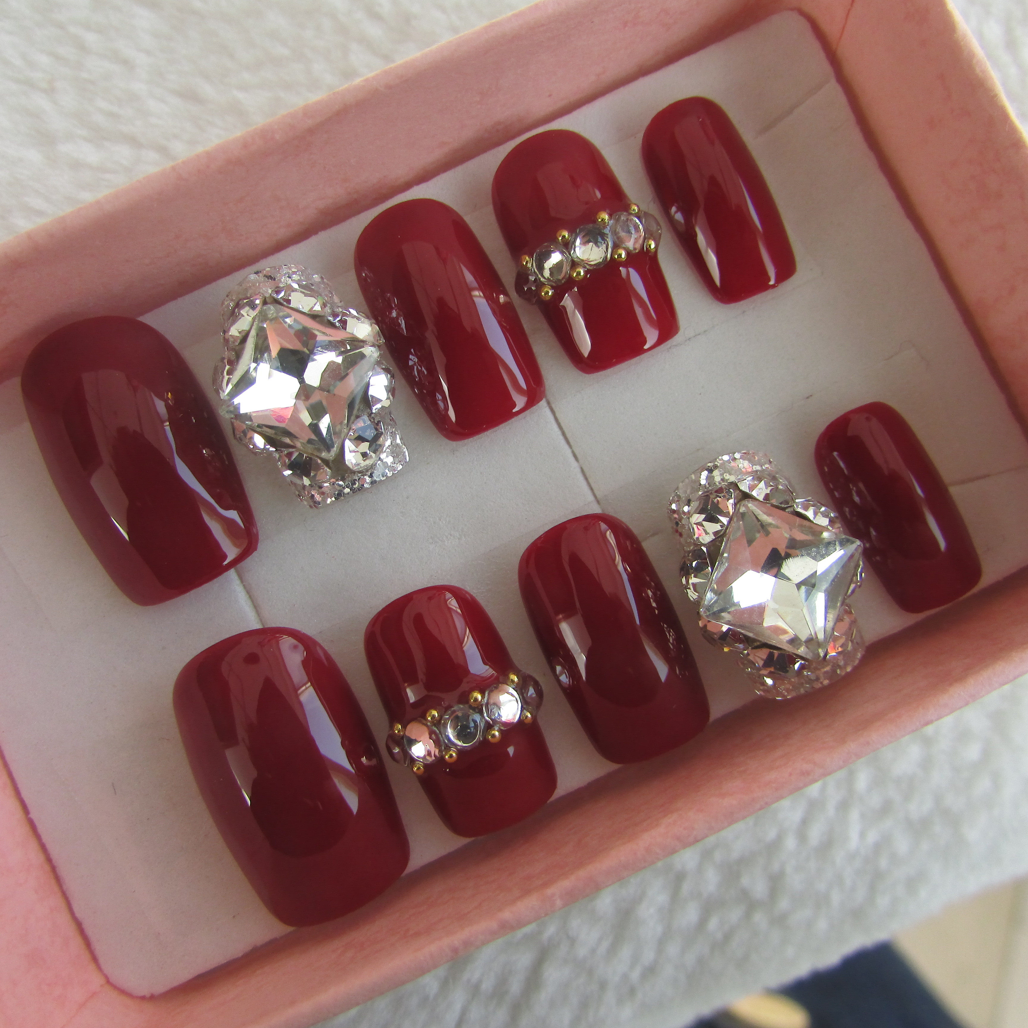 包邮定制假指甲成品美甲成品手工甲网红穿戴甲可拆卸随时摘戴新娘