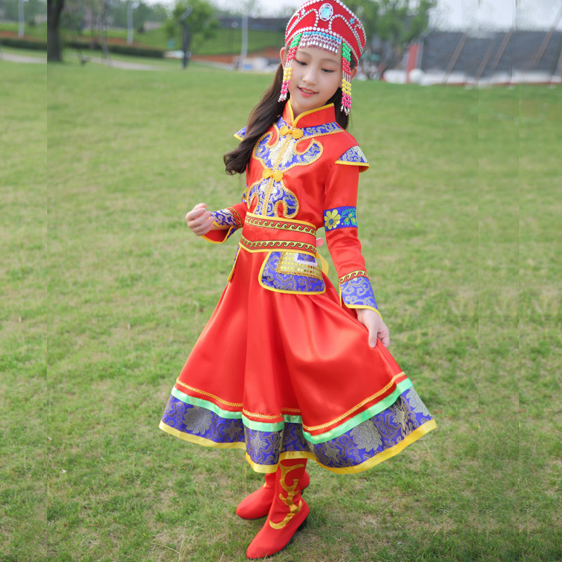少儿演出服儿童民族表演服蒙古服女童节日舞蹈服幼儿蒙族舞台服装