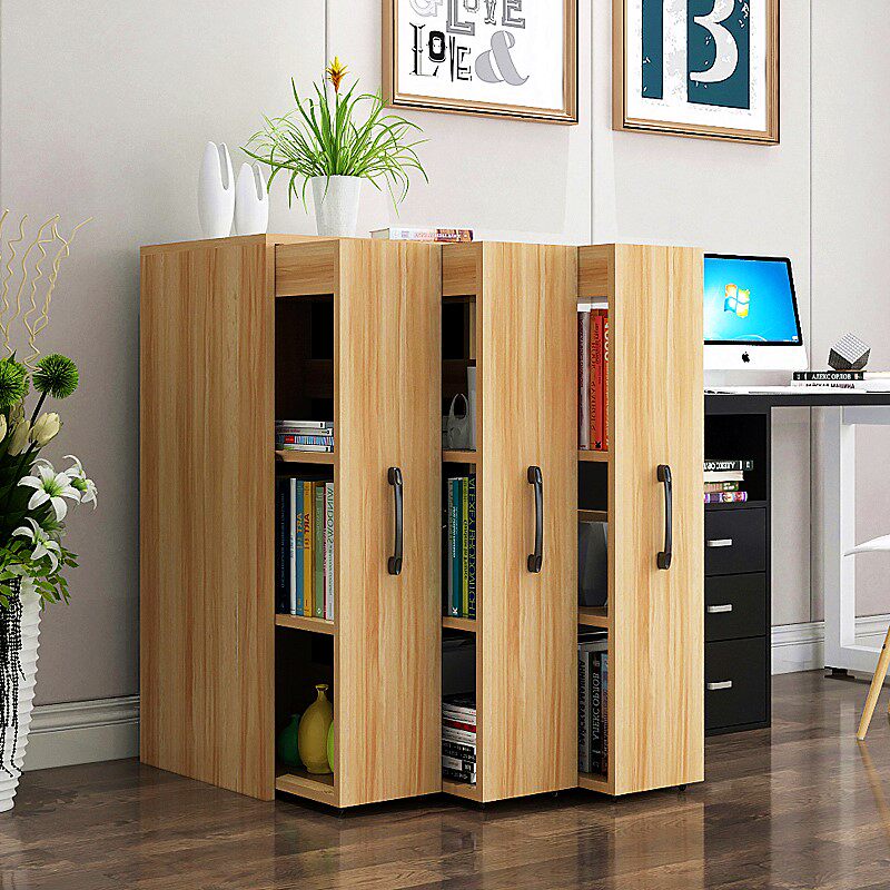 带轮可移动书柜柜子夹缝落地推拉隐形置物防尘组合书柜