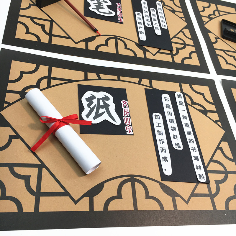 幼儿园环创装饰笔墨纸砚中国国风文房四宝主题走廊空中吊饰