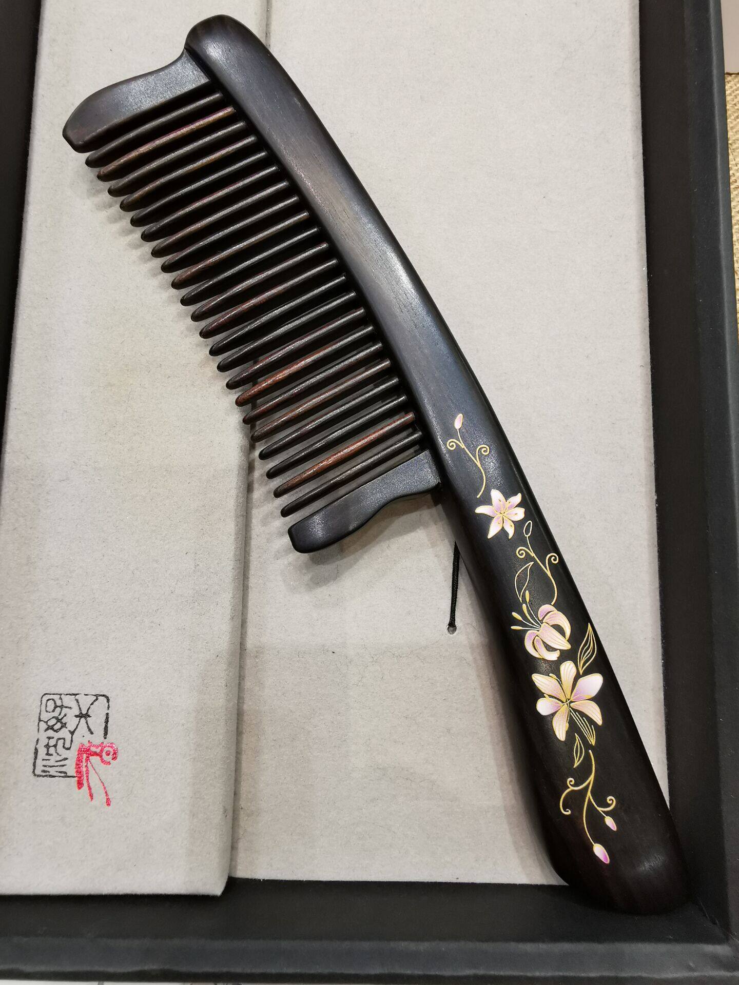 镶齿谭木匠新品礼盒莲语花盈木梳梳子新工艺创意梳子