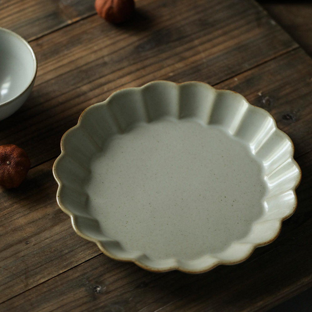 日式果盘菜盘盘子餐盘食器手工料理白玉盘秀气盘