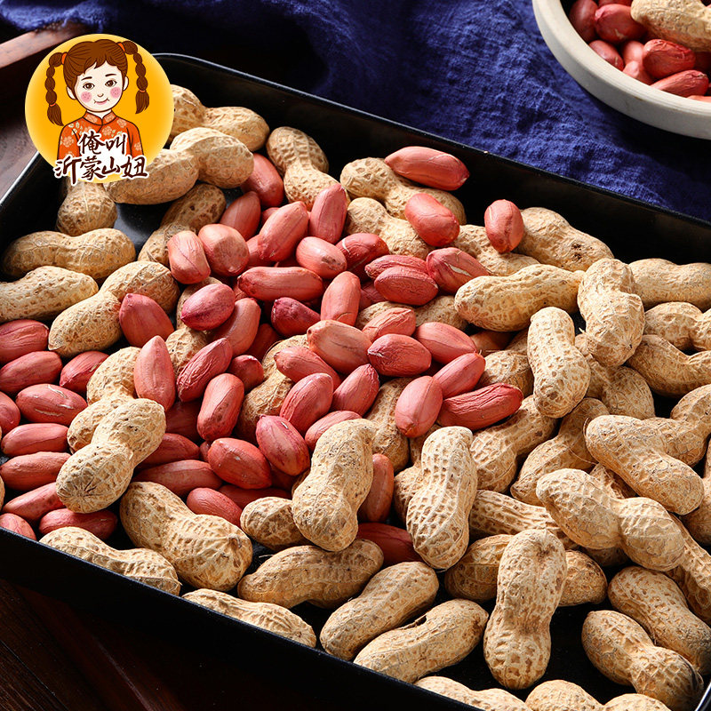 山妞花生带壳原味红皮农家铁锅炒熟花生果山东花生