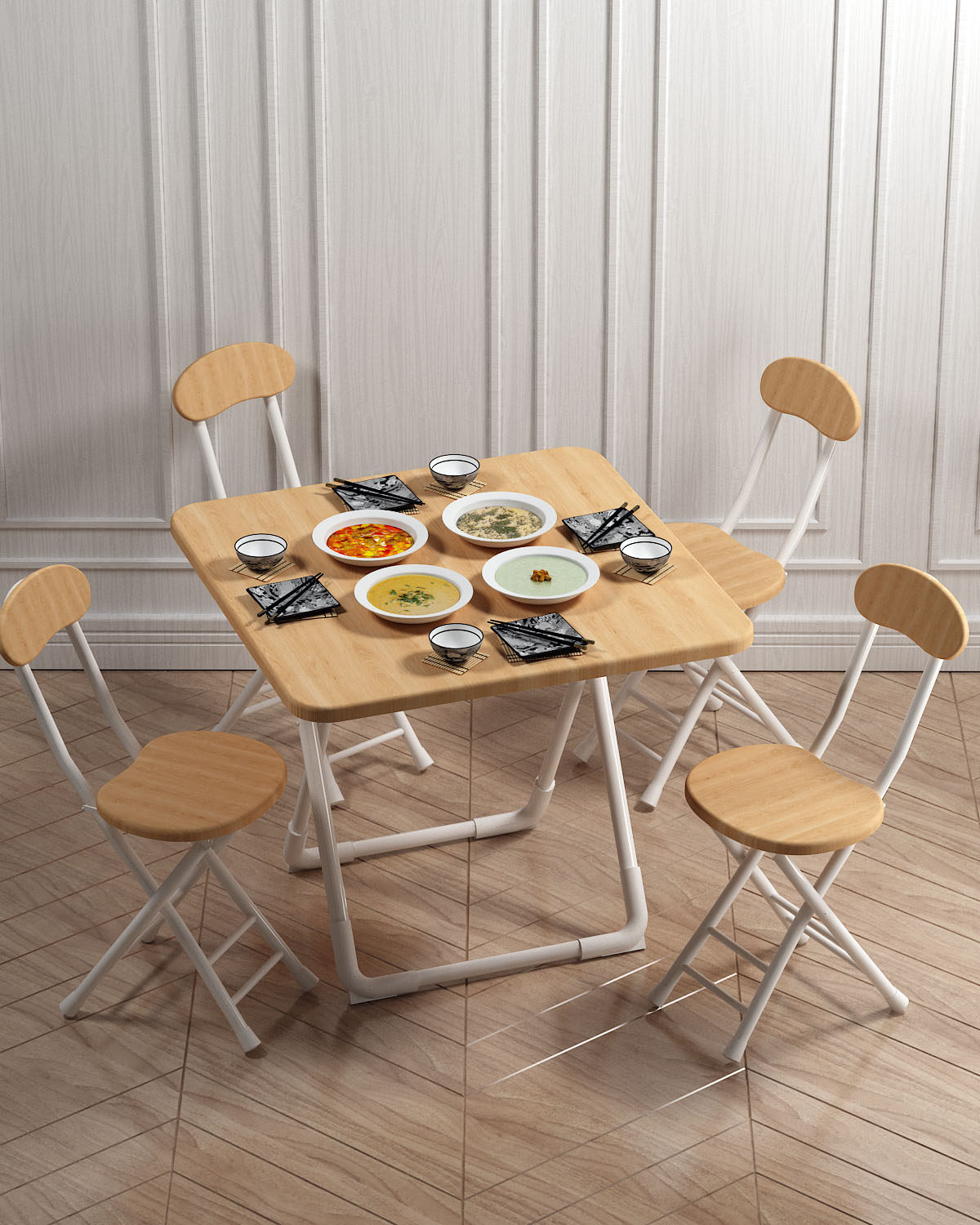 家用饭桌小户型吃饭简易可折叠桌 梓轩家居折叠桌