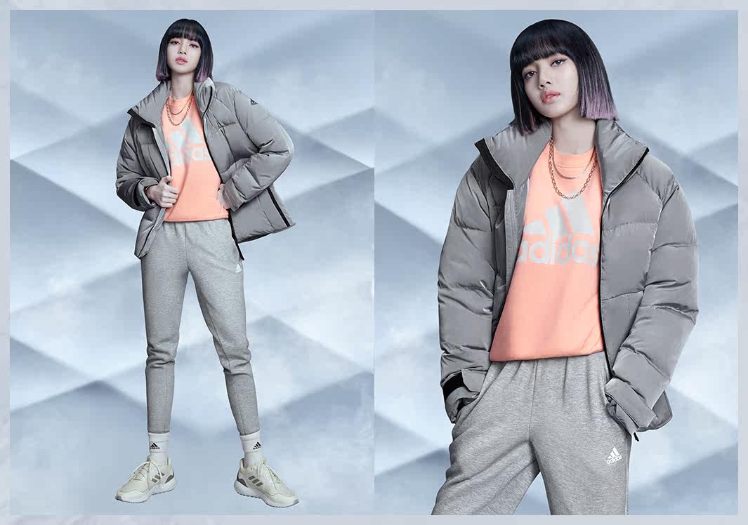 正品adidas阿迪达斯lisa同款可拆卸围巾保暖短款羽绒服运动羽绒服