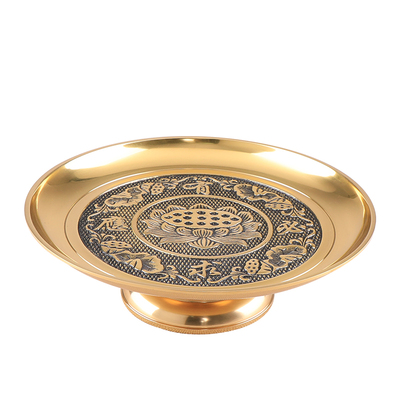 莲花供盘供果纯铜佛桌敬佛贡盘放佛前摆贡品盘子果盘