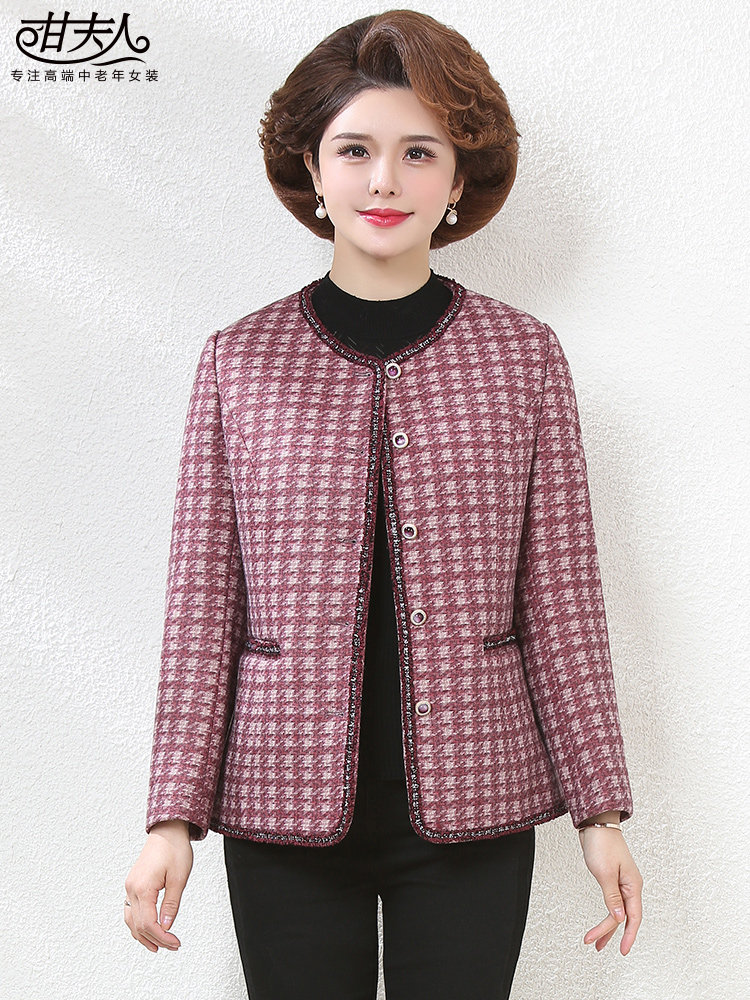 甘夫人中老年女装2022秋装新款中年气质妈妈短款短外套