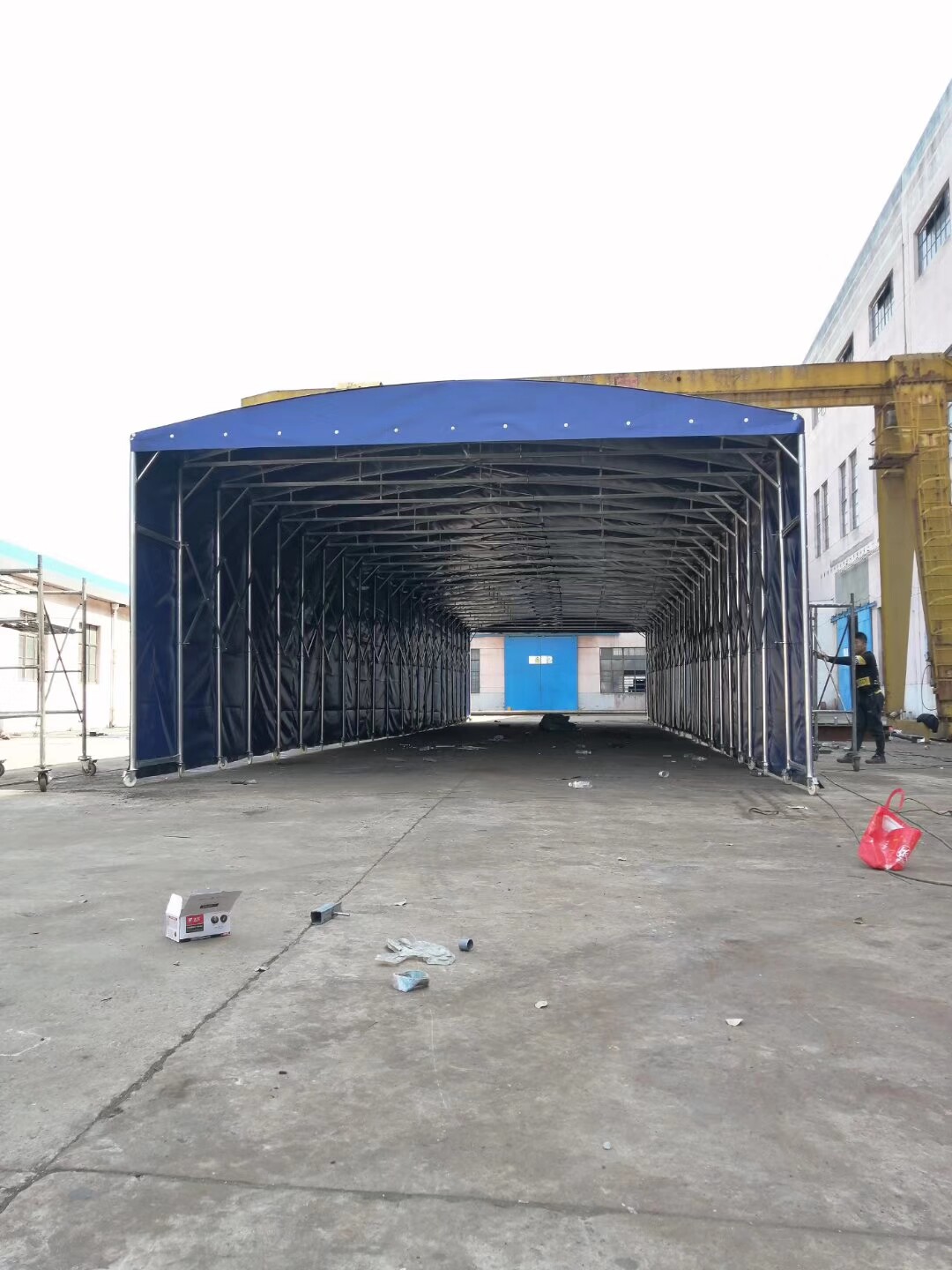 推拉移动大型仓库折叠活动伸缩遮阳雨棚仓储遮阳篷