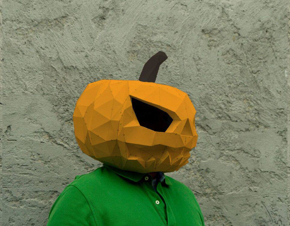 万圣节南瓜南瓜头头盔头套面具可穿穿戴手工模型其他类型纸模