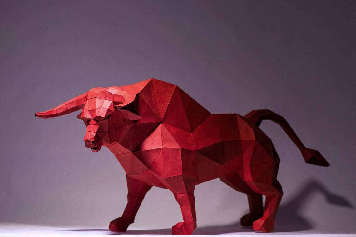 牛年公牛斗牛几何折纸3d立体模型构成diy其他类型纸模