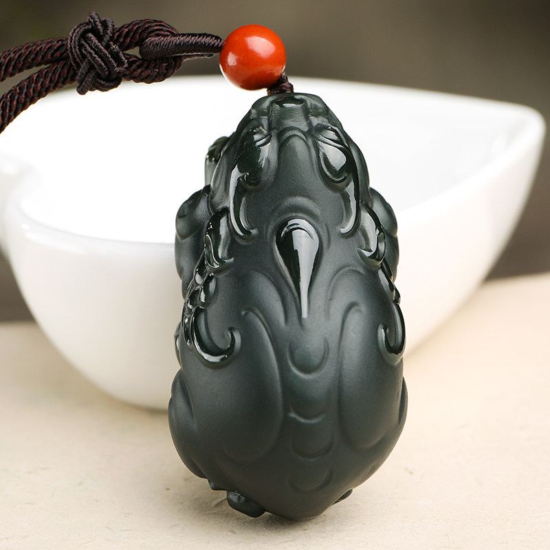 印象眸玉雕大师仵孟工作室作品和田青玉细料貔貅颈饰