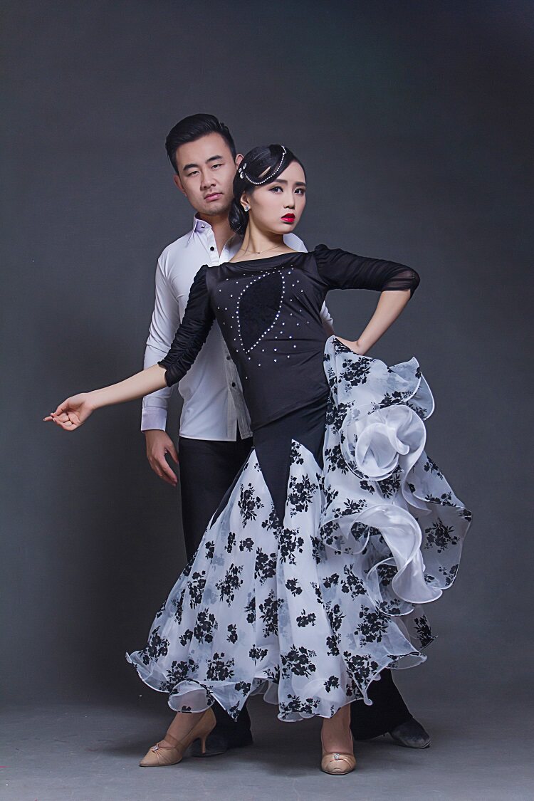 摩登舞裙国标舞半身长裙大摆裙女新款交谊舞裙子华尔兹舞裙演出服