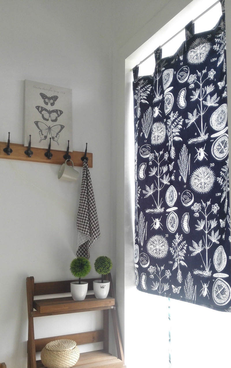 日式门帘昆虫物语布艺厨房半帘卫生间隔断帘装饰帘纯棉清新包邮