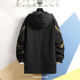Mid-length windbreaker men's spring and autumn ruffian handsome men's large size fat loose youth handsome tooling hooded jacket Mid-length windbreaker men's spring and autumn ruffian handsome men's large size fat loose youth handsome tooling hooded jacket