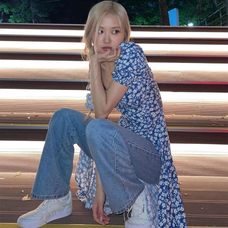 blackpink朴彩rose同款衣服法式方领碎花连衣裙夏装连衣裙