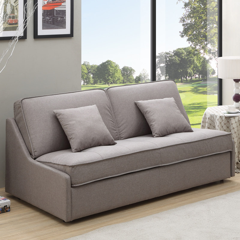 慕艺 布艺沙发三人位 多功能可折叠沙发床高密度海绵床垫布艺沙发