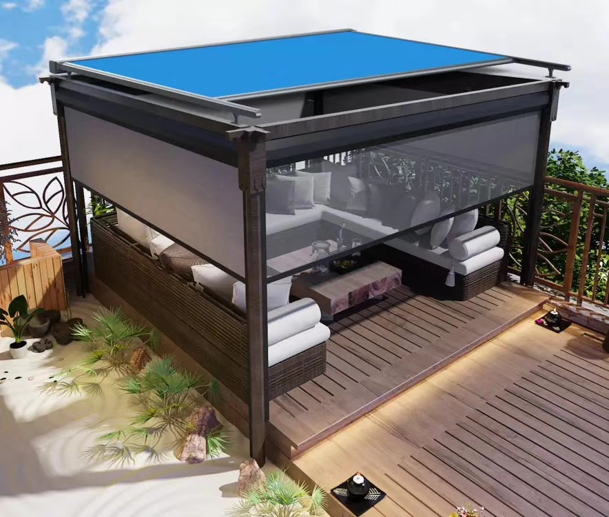 旗汉格经典遮阳天幕电动智能防晒隔热阳光房露台降温旗信天幕