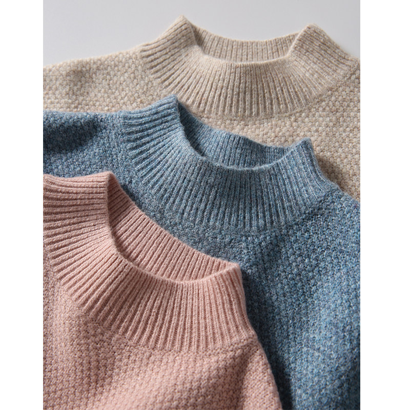 [zy258228vg] 基调柔和肌理饱满 桂花针含羊毛针织毛衣女19新款