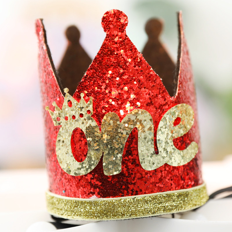 周岁中式生日红帽子儿童皇冠宝宝一周蛋糕装饰节日装扮用品