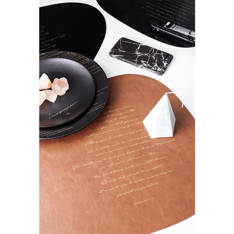 ins北欧原创设计不规则简约桌面隔热皮质盘碗餐餐垫