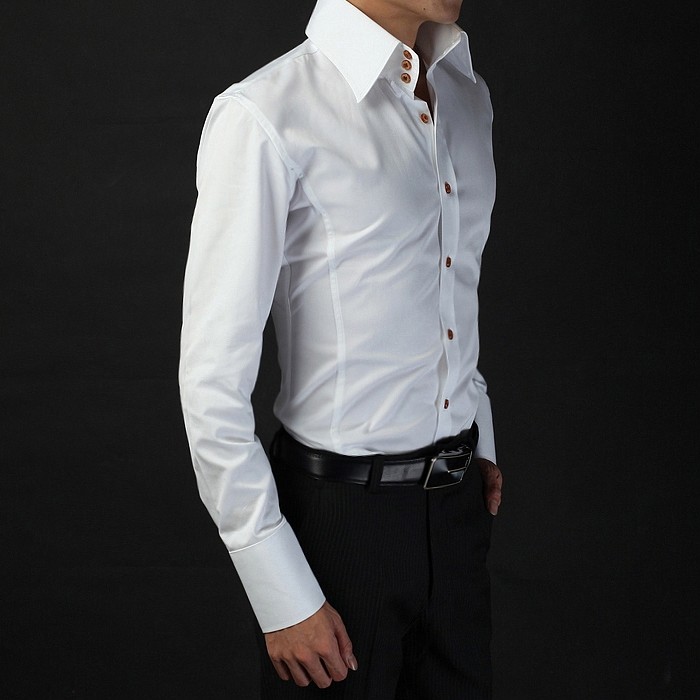 欧式长袖高端尖领宽角婚宴衬衫英伦白衬衫商务衬衫