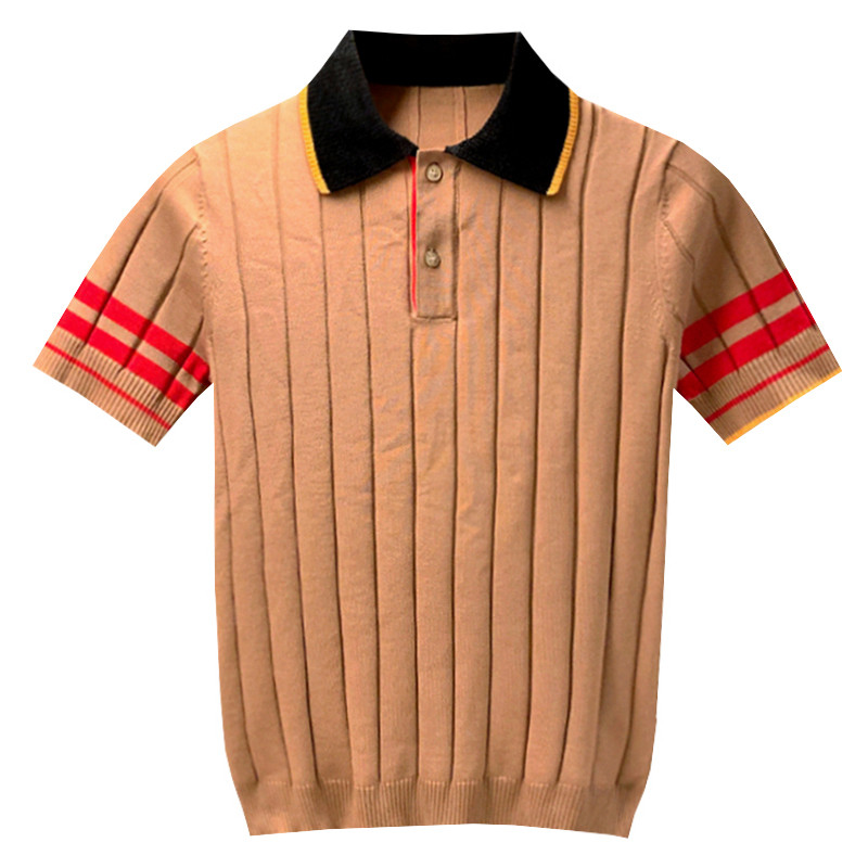 brother翻领拼色保罗t恤针织衫夏季美式复古流行棉线薄款polo短袖