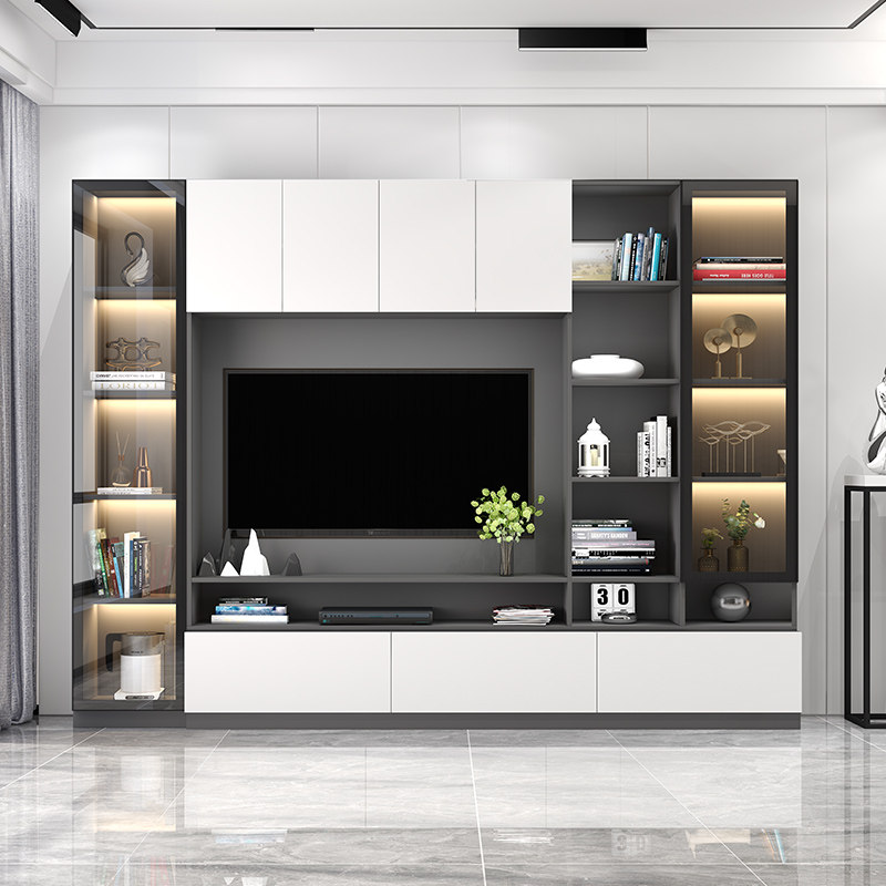 电视柜客厅整体组合墙柜轻奢现代55寸背景墙一体电视柜