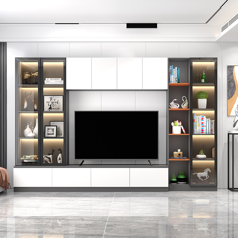 电视柜客厅整体组合墙柜轻奢现代55寸背景墙一体电视柜