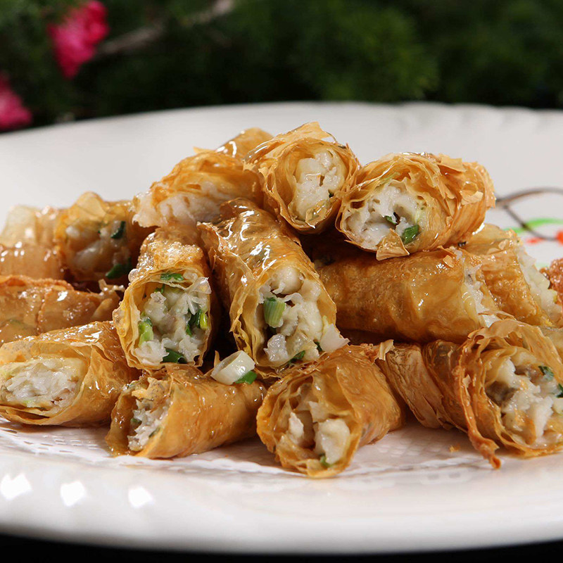 宁波特产明州海鲜黄鱼响铃油炸腐皮鱼肉春卷面筋制品