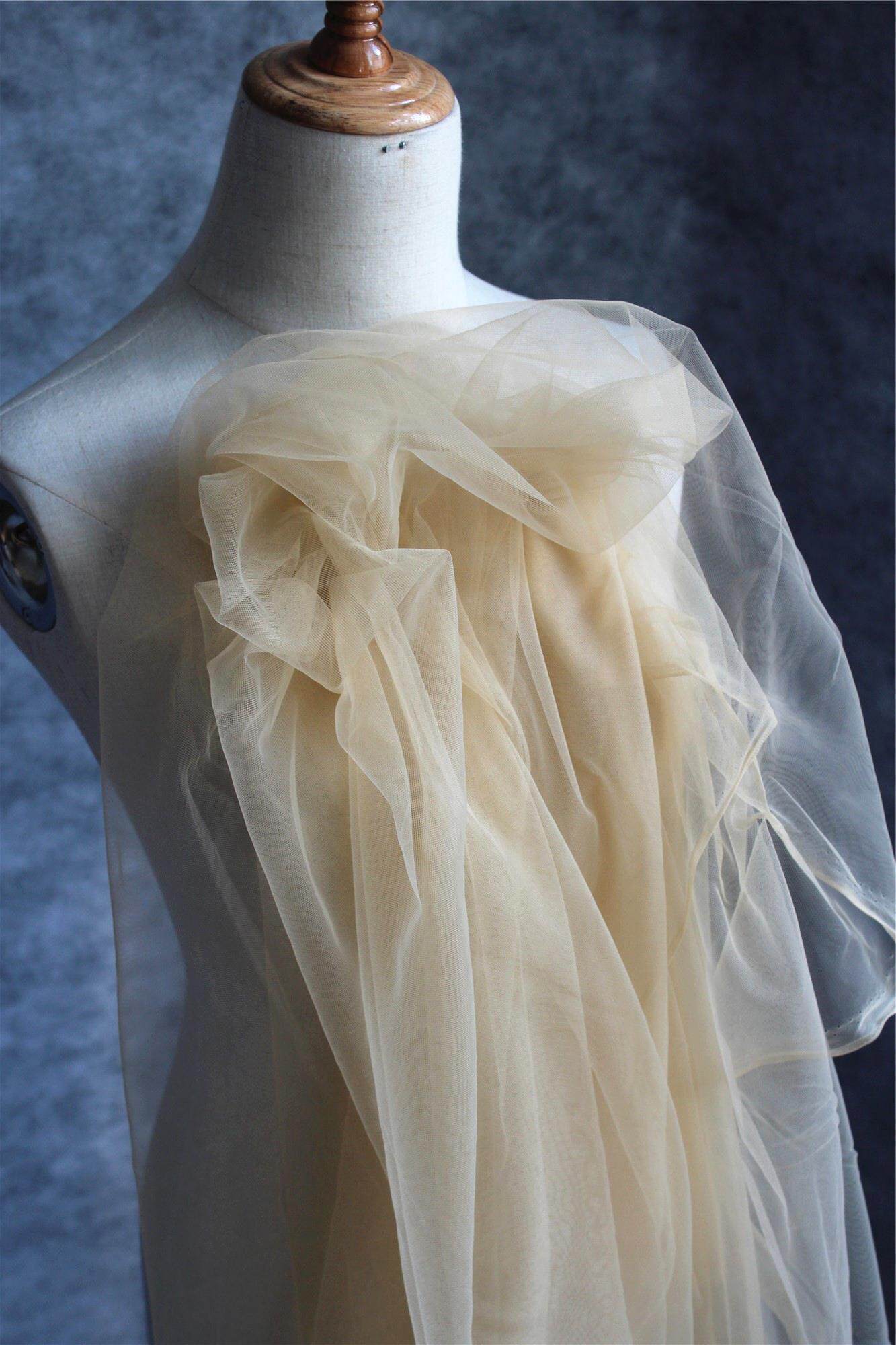 布料设计师半透明软质六角网纱婚纱礼服蓬蓬面料加密海绵垫