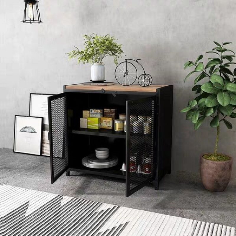 美式乡村铁艺实木网格柜子餐边柜户型落地收纳其它柜类