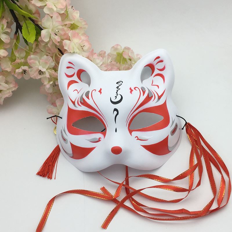 猫脸面具元旦晚会儿童和风半脸古风面具