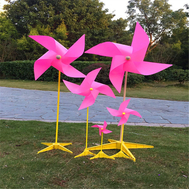 2021旋转风车纯色色带四角套装大小小风车多色风车