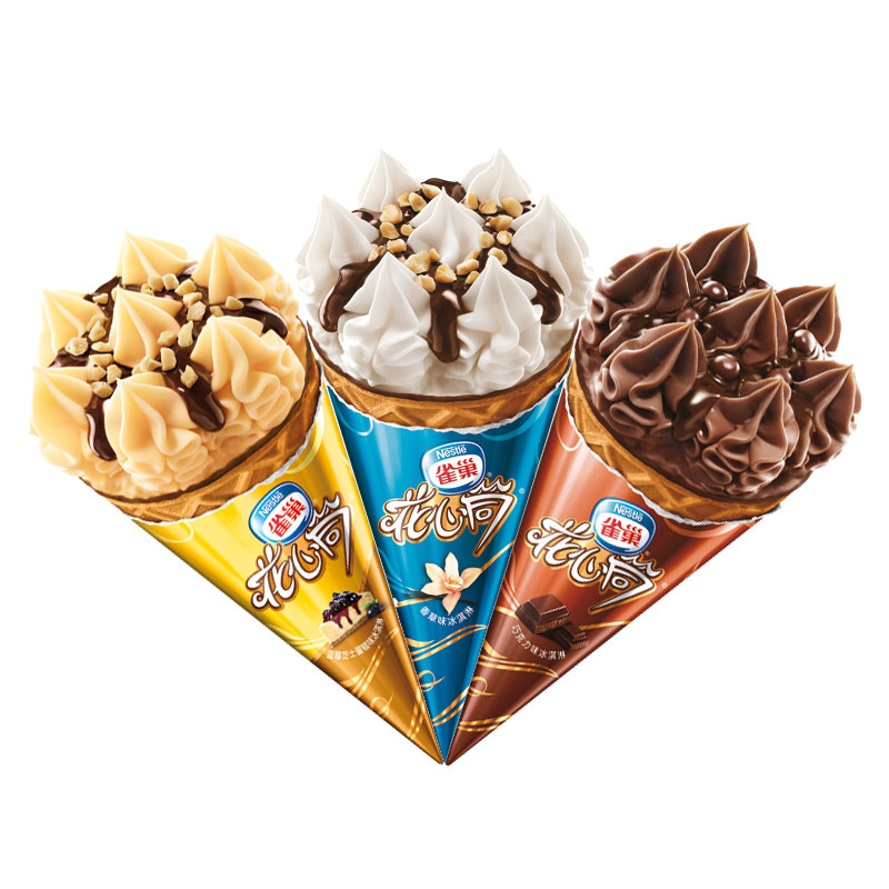 雀巢花心香草腰果巧克力榛子草莓果粒甜筒冰淇淋冰淇淋