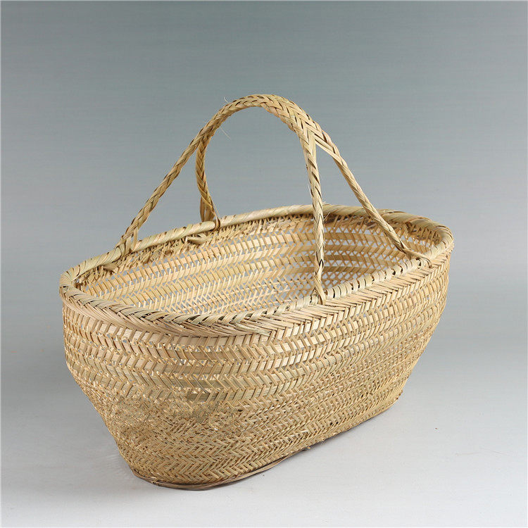 新品手提提篮菜篮竹制鸡蛋厨房收纳竹编篮子竹编
