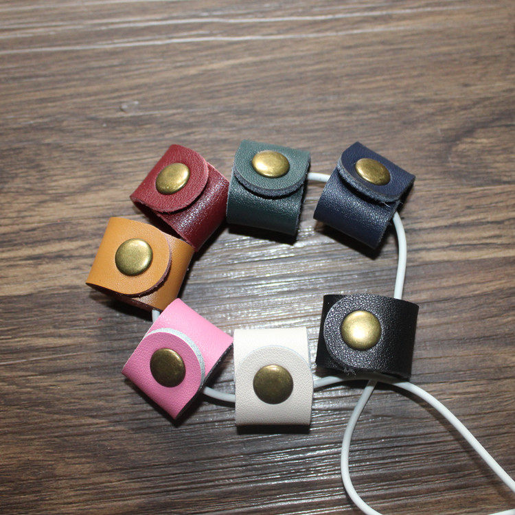 牛皮绑线扣绕线器数据线收纳扎带真皮绕线扣耳理线器